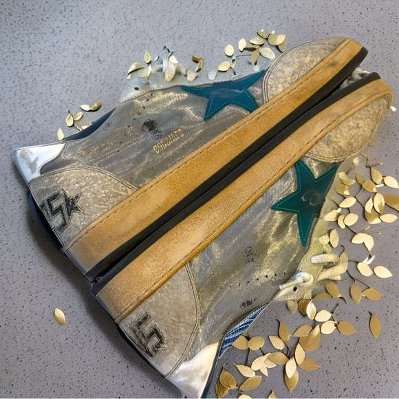 Golden Goose Ballstar sneakers, silver mesh design, in good used condition - Picture 1 of 16